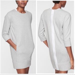 Athleta Cozy Karma Back Zip Fleece Crew Neck Sweatshirt Dress Gray Size XXS